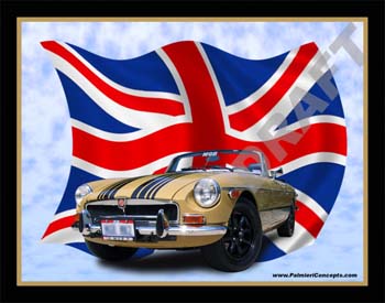 1973 MGB with British flag Image